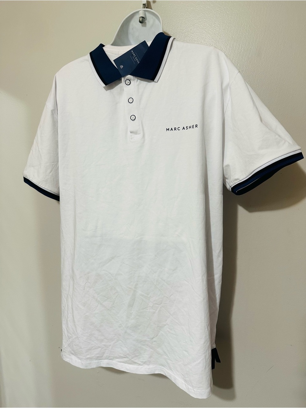 Marc New York White Polo with Navy Trim